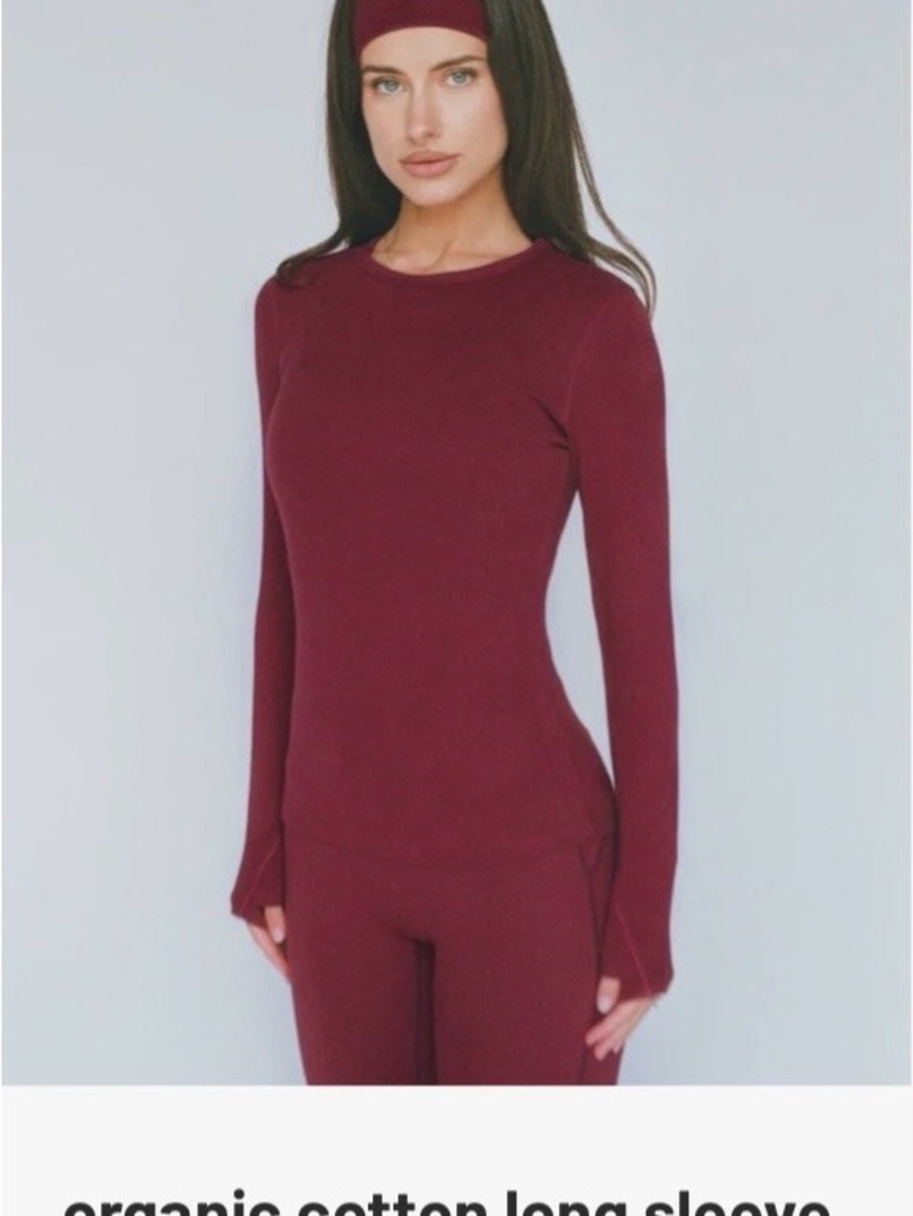LAYERE Organic Cotton Full length Long Sleeve Top Cherry Red Brandnew